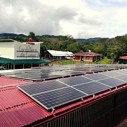 Cordillera De Fuego coffee beans and farm with solar panels